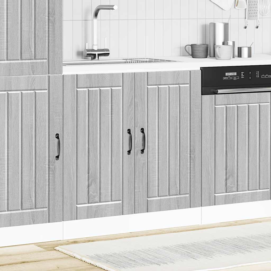 Kitchen Base Cabinet "Lucca" Engineered Wood Grey Sonoma 1x bottom cabinet (2 doors) 80 cm wide 81.5 cm high