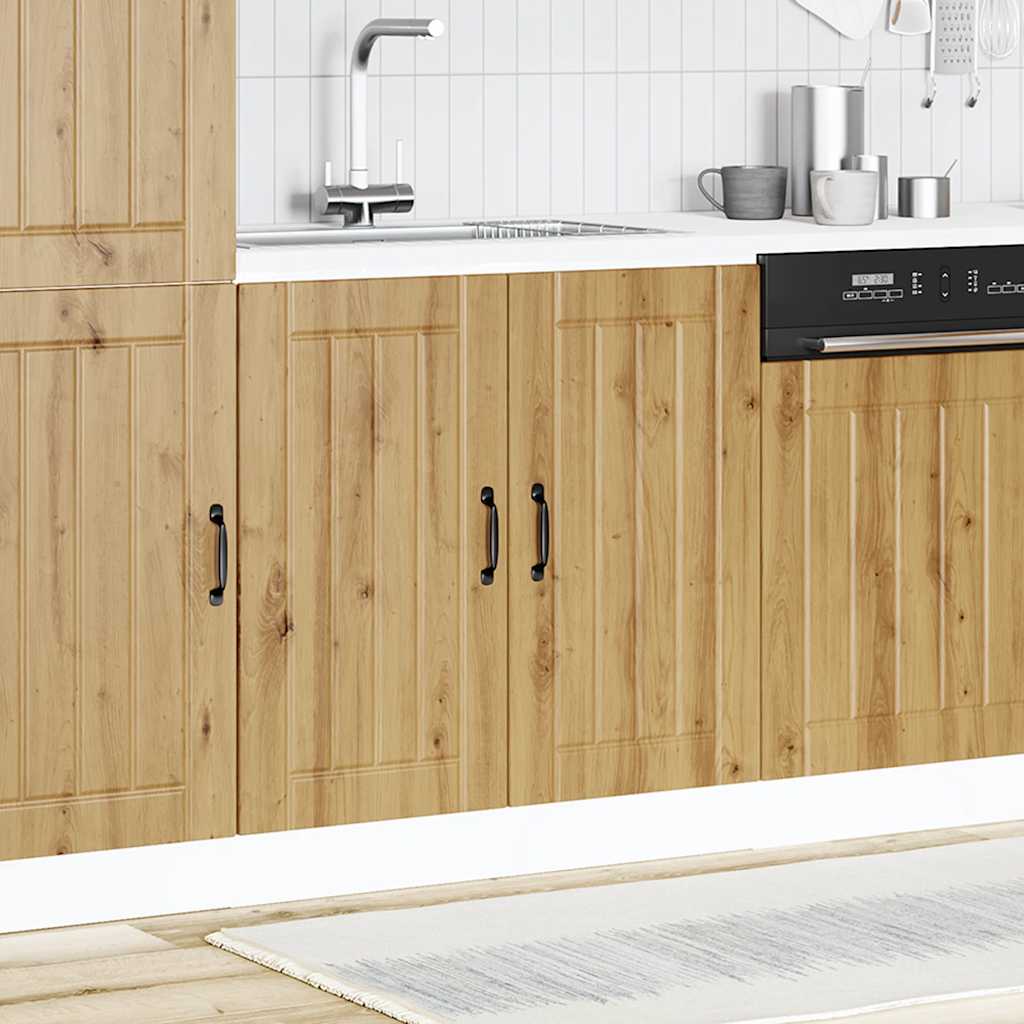 Kitchen Base Cabinet "Lucca" Engineered Wood Artisan Oak 1x bottom cabinet (2 doors) 80 cm wide 81.5 cm high