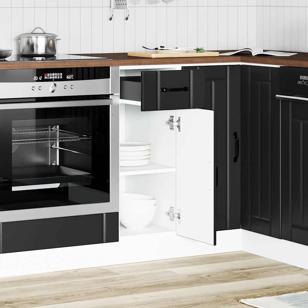 vidaXL Kitchen Base Cabinet "Lucca" Engineered Wood Black