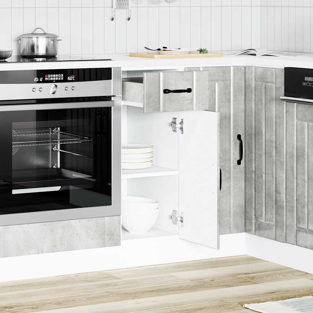 Kitchen Base Cabinet "Lucca" Engineered Wood Concrete Grey 1x bottom cabinet (1 door 1 drawer) 30 cm wide 81.5 cm high