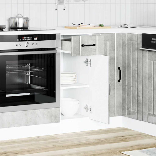 Kitchen Base Cabinet "Lucca" Engineered Wood Concrete Grey 1x bottom cabinet (1 door 1 drawer) 30 cm wide 81.5 cm high
