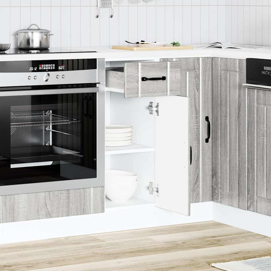 Kitchen Base Cabinet "Lucca" Engineered Wood Grey Sonoma 1x bottom cabinet (1 door 1 drawer) 30 cm wide 81.5 cm high