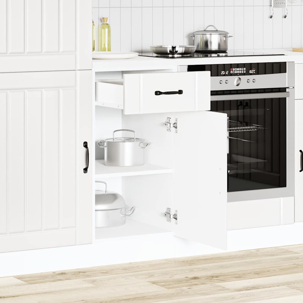 Kitchen Base Cabinet "Lucca" Engineered Wood White 1x bottom cabinet (1 door 1 drawer) 40 cm wide 81.5 cm high