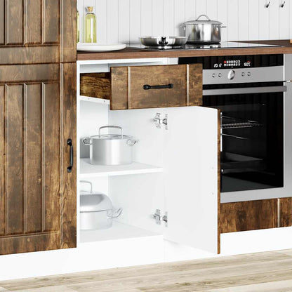Kitchen Base Cabinet "Lucca" Engineered Wood Smoked Oak 1x bottom cabinet (1 door 1 drawer) 40 cm wide 81.5 cm high