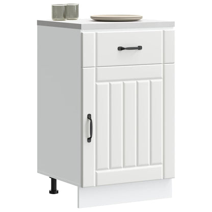 Kitchen Base Cabinet "Lucca" Engineered Wood White 1x bottom cabinet (1 door 1 drawer) 50 cm wide 81.5 cm high
