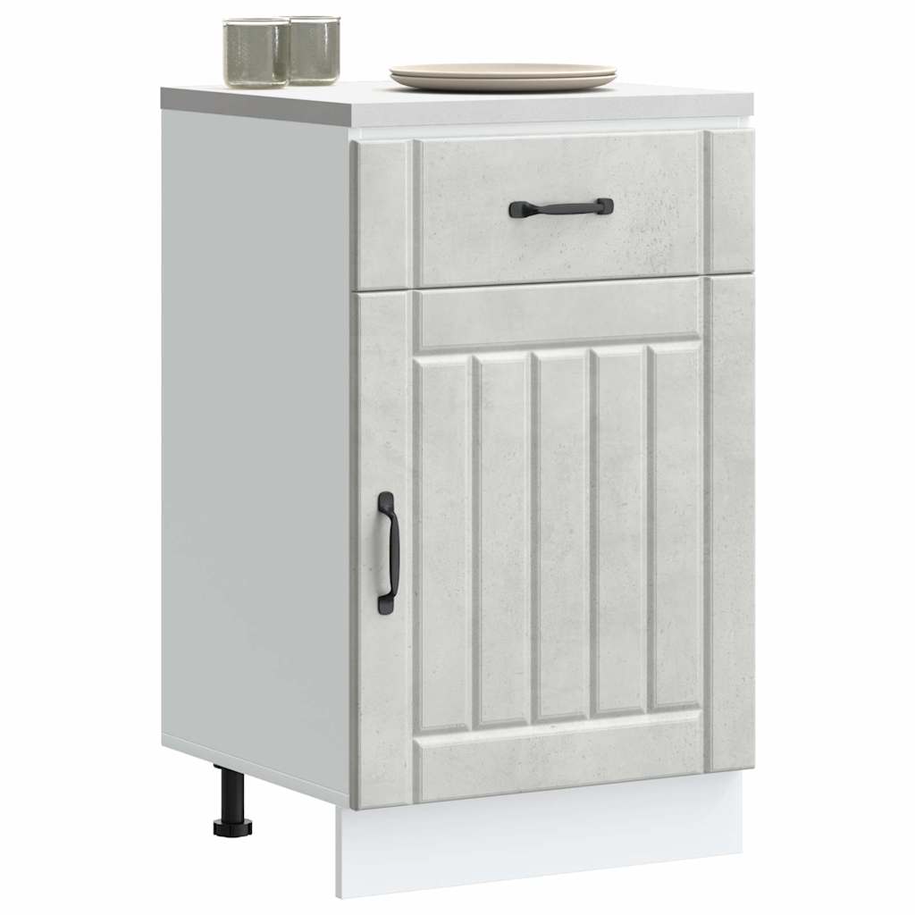 Kitchen Base Cabinet "Lucca" Engineered Wood Concrete Grey 1x bottom cabinet (1 door 1 drawer) 50 cm wide 81.5 cm high