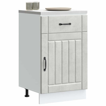 Kitchen Base Cabinet "Lucca" Engineered Wood Concrete Grey 1x bottom cabinet (1 door 1 drawer) 50 cm wide 81.5 cm high