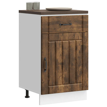Kitchen Base Cabinet "Lucca" Engineered Wood Smoked Oak 1x bottom cabinet (1 door 1 drawer) 50 cm wide 81.5 cm high