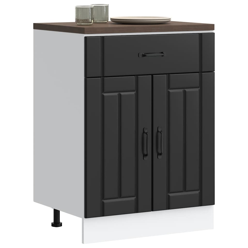 vidaXL Kitchen Base Cabinet "Lucca" Engineered Wood Black