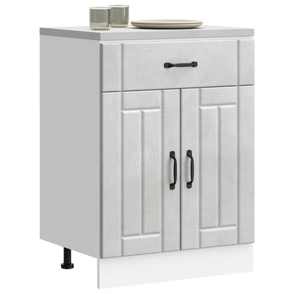 Kitchen Base Cabinet "Lucca" Engineered Wood Concrete Grey 1x bottom cabinet (2 doors 1 drawer) 60 cm wide 81.5 cm high