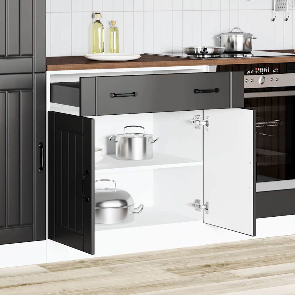 vidaXL Kitchen Base Cabinet "Lucca" Engineered Wood Black