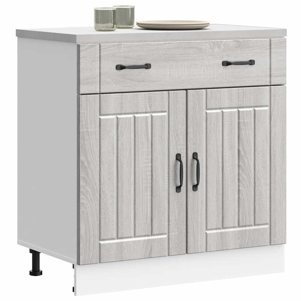Kitchen Base Cabinet "Lucca" Engineered Wood Grey Sonoma 1x bottom cabinet (2 doors 1 drawer) 80 cm wide 81.5 cm high