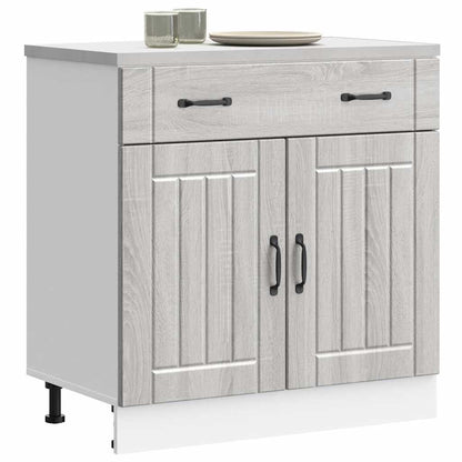 Kitchen Base Cabinet "Lucca" Engineered Wood Grey Sonoma 1x bottom cabinet (2 doors 1 drawer) 80 cm wide 81.5 cm high