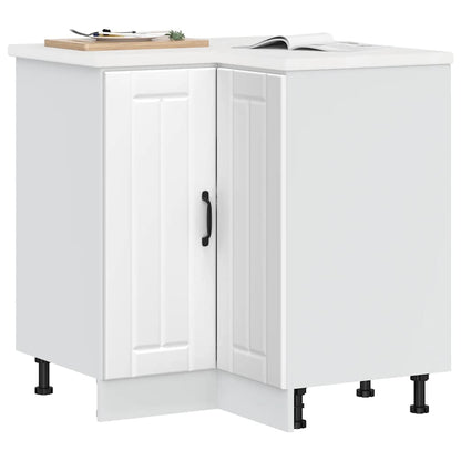 Kitchen Base Cabinet "Lucca" Engineered Wood White 1x corner bottom cabinet (2 doors) 75.5 cm wide 81.5 cm high