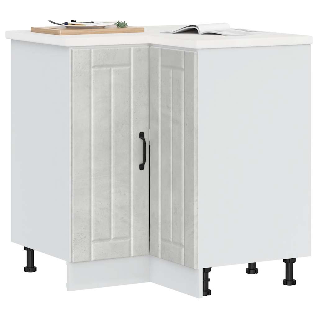 Kitchen Base Cabinet "Lucca" Engineered Wood Concrete Grey 1x corner bottom cabinet (2 doors) 75.5 cm wide 81.5 cm high