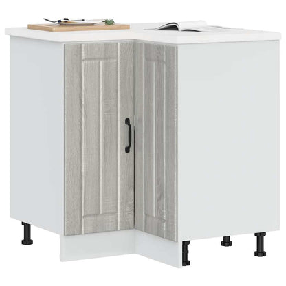 Kitchen Base Cabinet "Lucca" Engineered Wood Grey Sonoma 1x corner bottom cabinet (2 doors) 75.5 cm wide 81.5 cm high