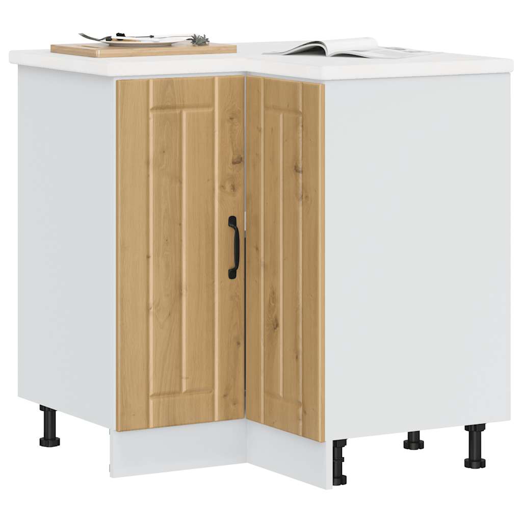 Kitchen Base Cabinet "Lucca" Engineered Wood Artisan Oak 1x corner bottom cabinet (2 doors) 75.5 cm wide 81.5 cm high