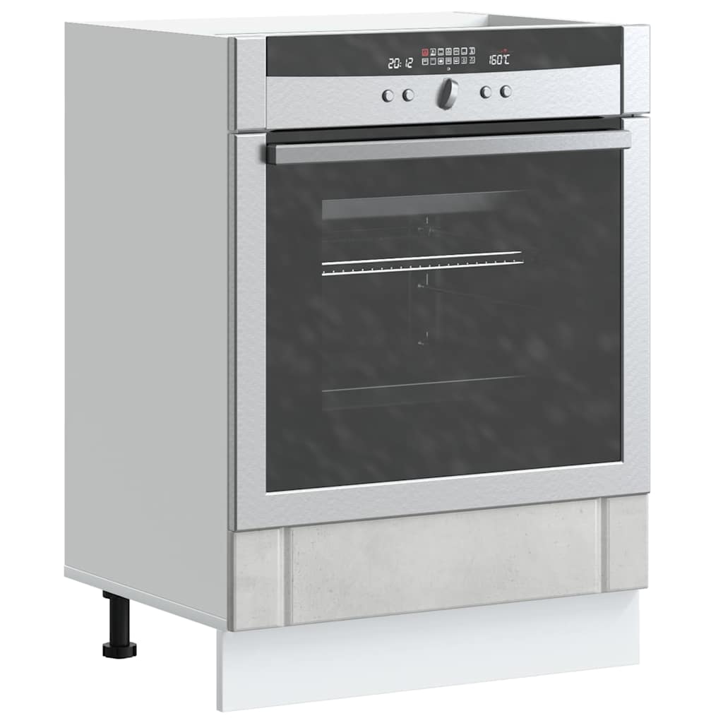 Kitchen Base Cabinet "Lucca" Engineered Wood Concrete Grey 1x oven cabinet 60 cm wide 81.5 cm high