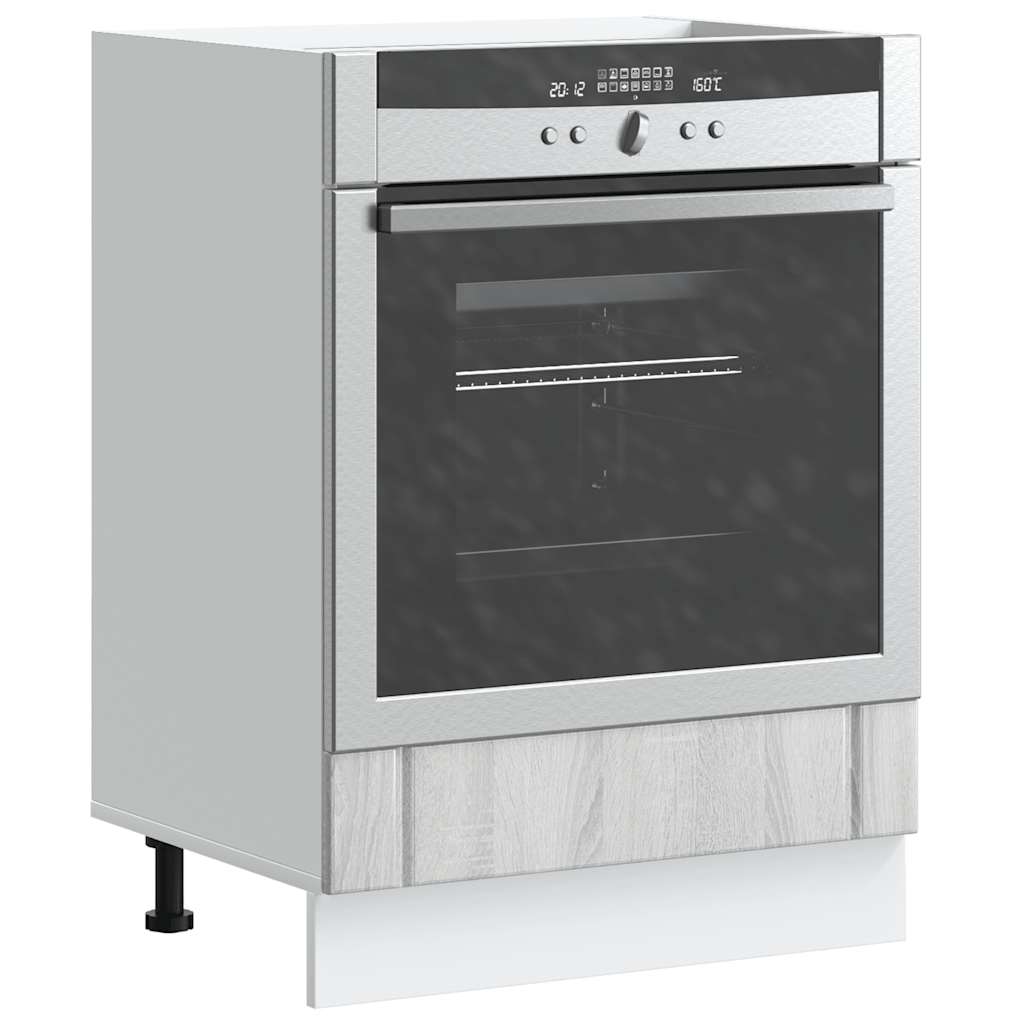 Kitchen Base Cabinet "Lucca" Engineered Wood Grey Sonoma 1x oven cabinet 60 cm wide 81.5 cm high