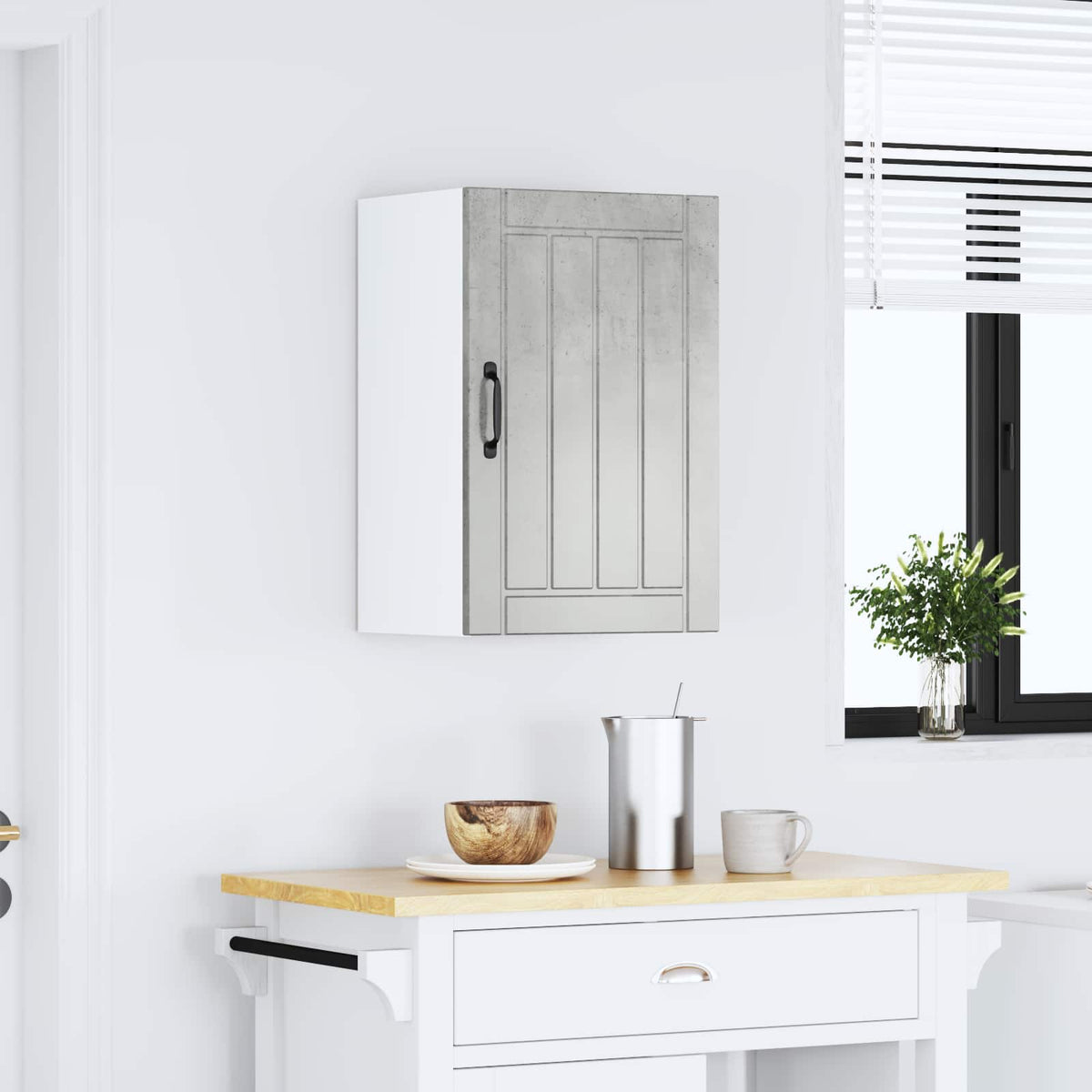 Kitchen Wall Cabinet "Lucca" Engineered Wood Concrete Grey 1x wall cabinet (1 door) 40 cm wide 60 cm high