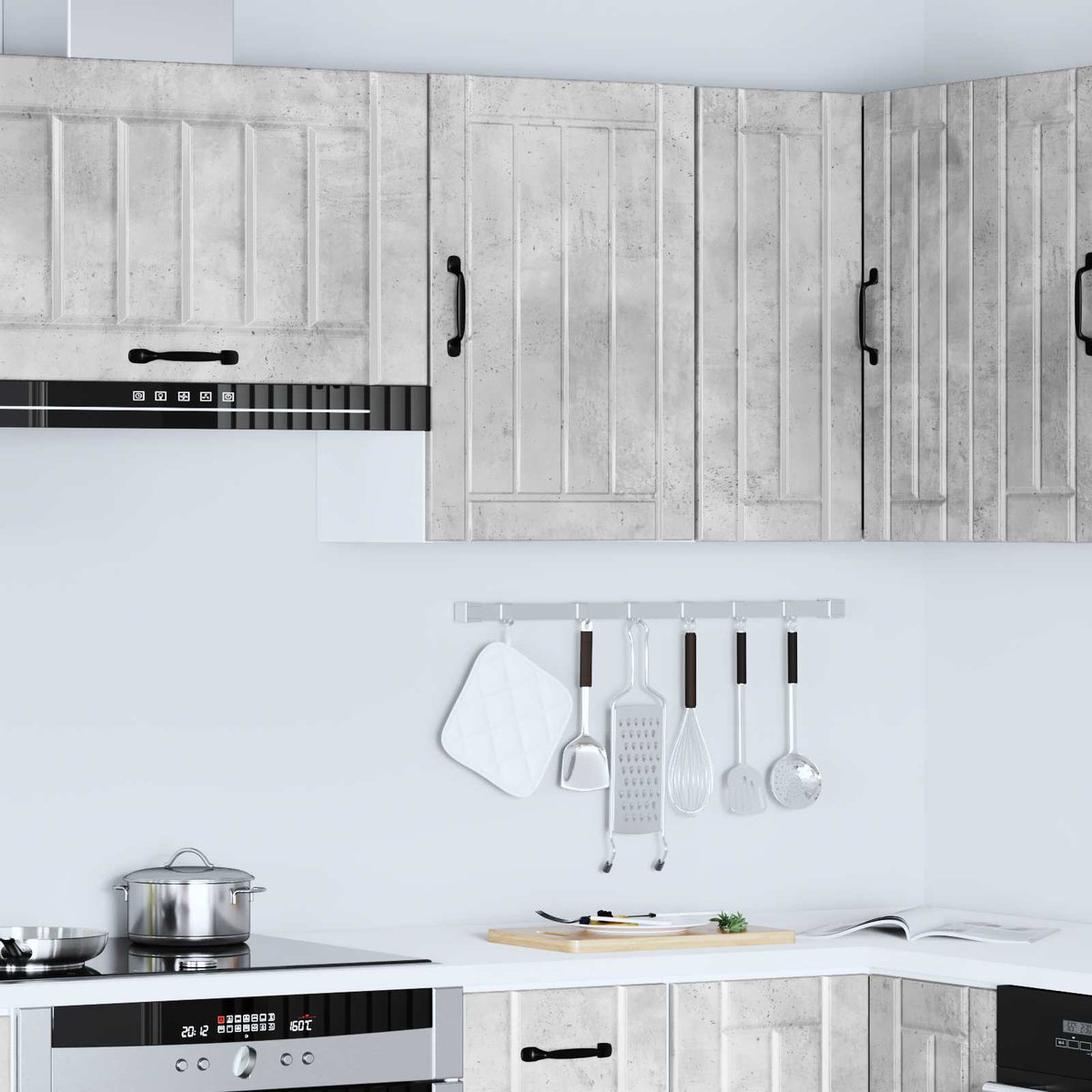 Kitchen Wall Cabinet "Lucca" Engineered Wood Concrete Grey 1x wall cabinet (1 door) 40 cm wide 60 cm high