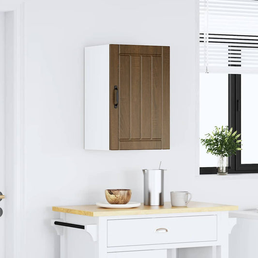 Kitchen Wall Cabinet "Lucca" Engineered Wood Brown Oak 1x wall cabinet (1 door) 40 cm wide 60 cm high