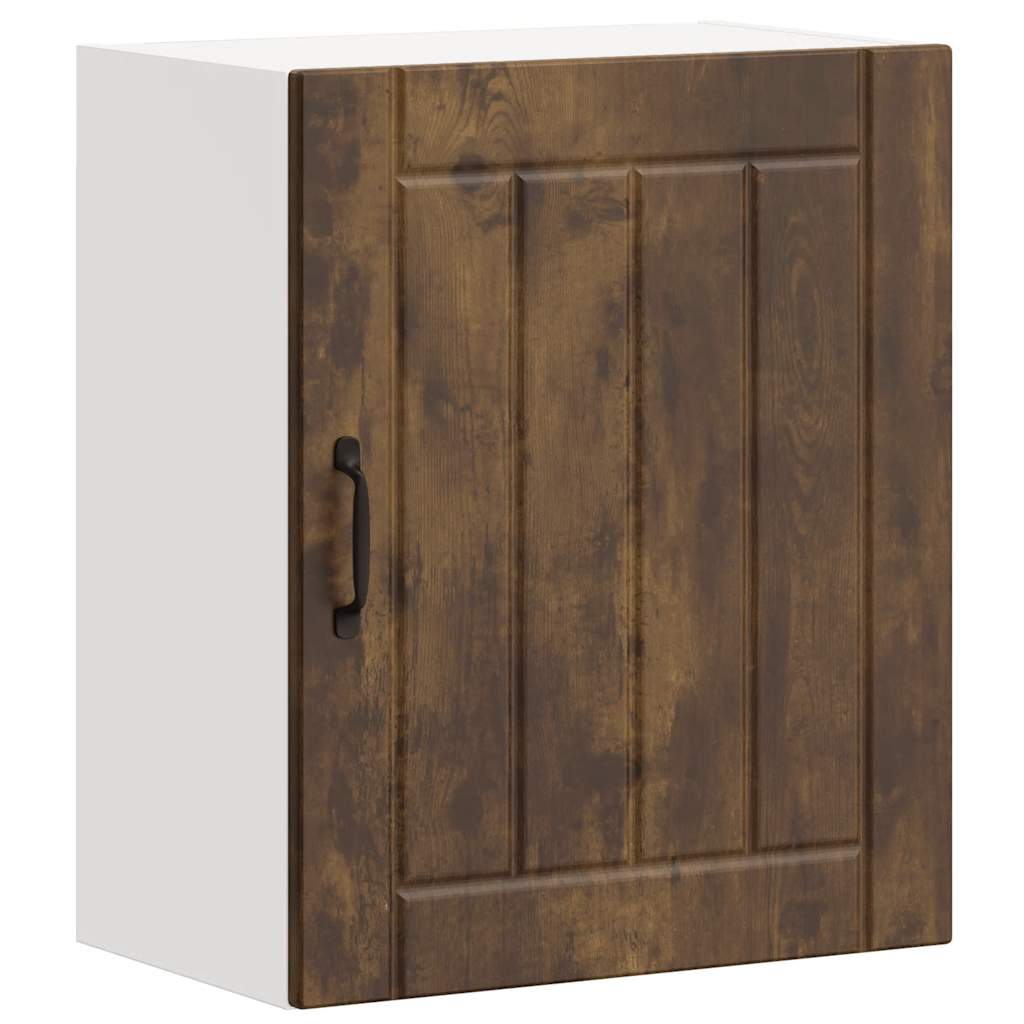 Kitchen Wall Cabinet "Lucca" Engineered Wood Smoked Oak 1x wall cabinet (1 door) 50 cm wide 60 cm high