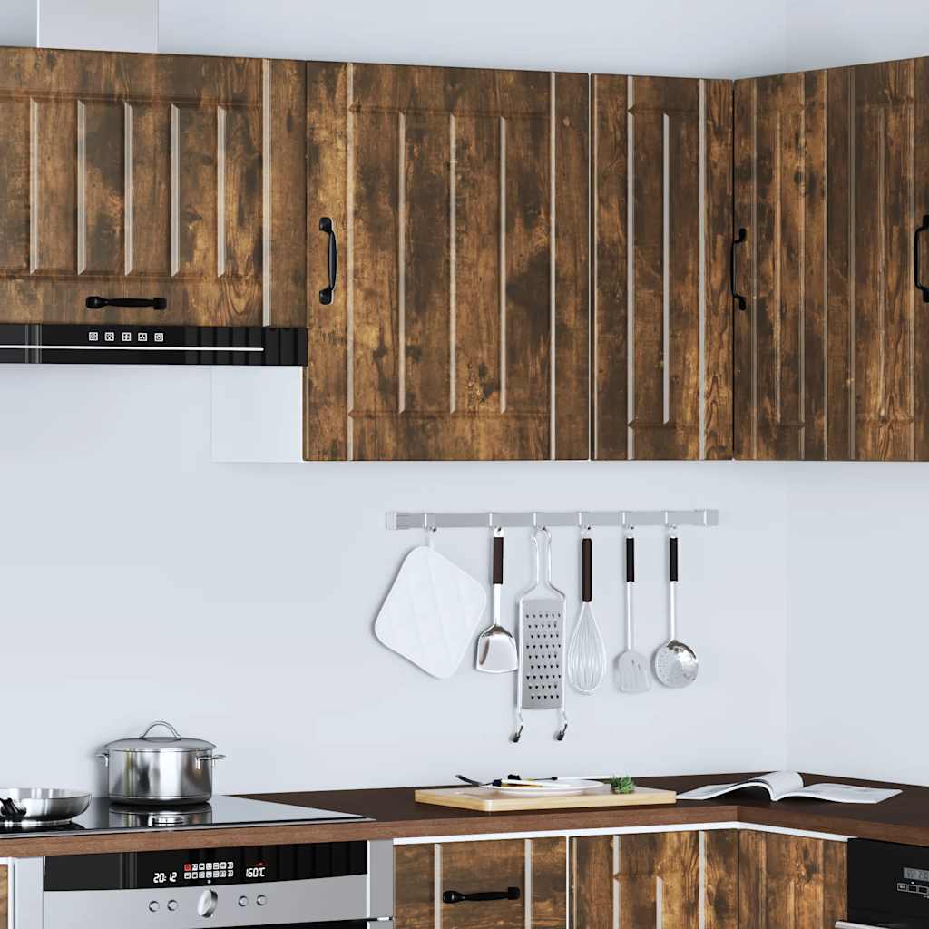 Kitchen Wall Cabinet "Lucca" Engineered Wood Smoked Oak 1x wall cabinet (1 door) 50 cm wide 60 cm high