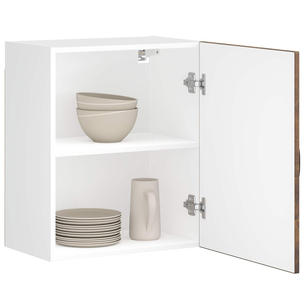 Kitchen Wall Cabinet "Lucca" Engineered Wood Smoked Oak 1x wall cabinet (1 door) 50 cm wide 60 cm high
