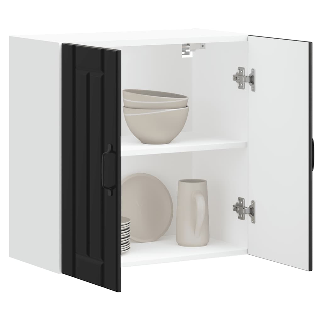 Kitchen Wall Cabinet "Lucca" Engineered Wood Black 1x wall cabinet (2 doors) 60 cm wide 60 cm high