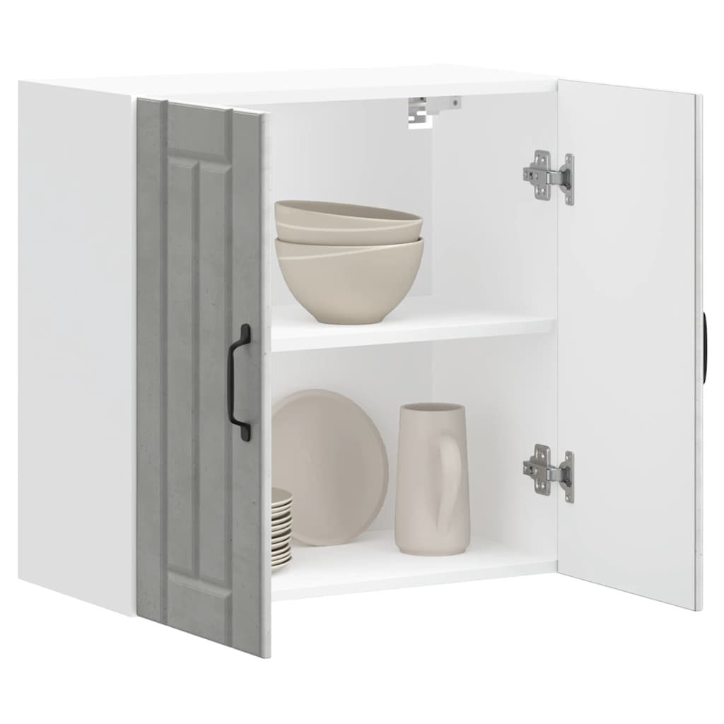 Kitchen Wall Cabinet "Lucca" Engineered Wood Concrete Grey 1x wall cabinet (2 doors) 60 cm wide 60 cm high
