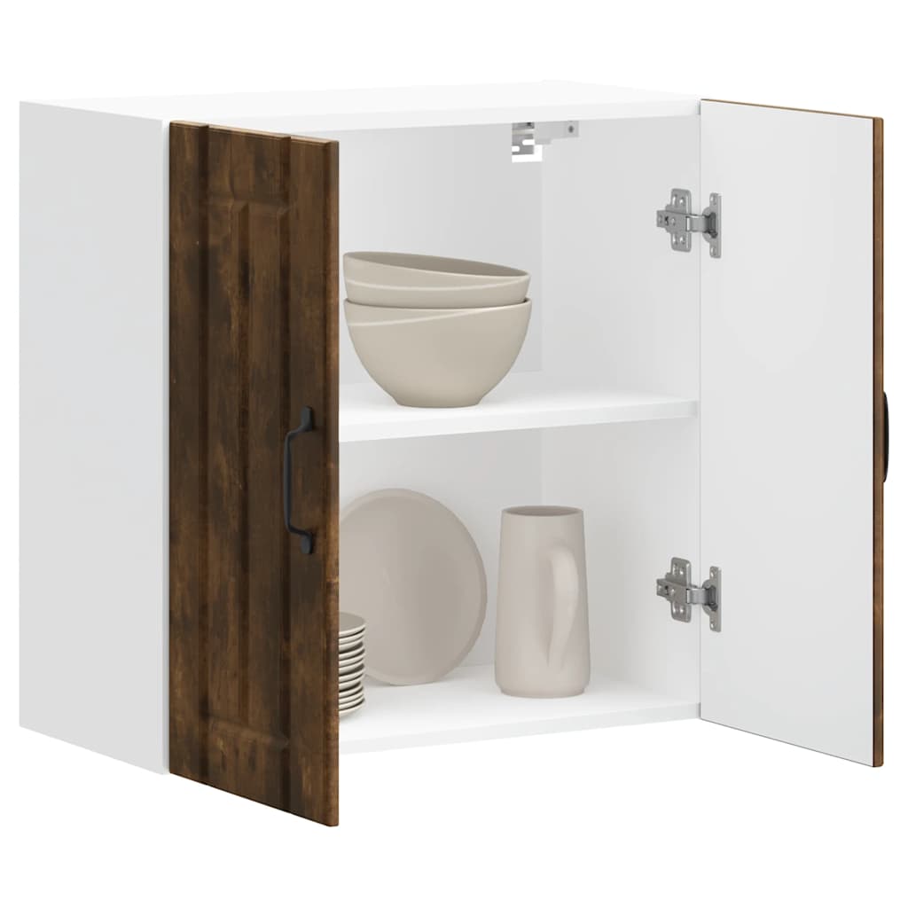 Kitchen Wall Cabinet "Lucca" Engineered Wood Smoked Oak 1x wall cabinet (2 doors) 60 cm wide 60 cm high