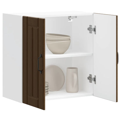 Kitchen Wall Cabinet "Lucca" Engineered Wood Brown Oak 1x wall cabinet (2 doors) 60 cm wide 60 cm high