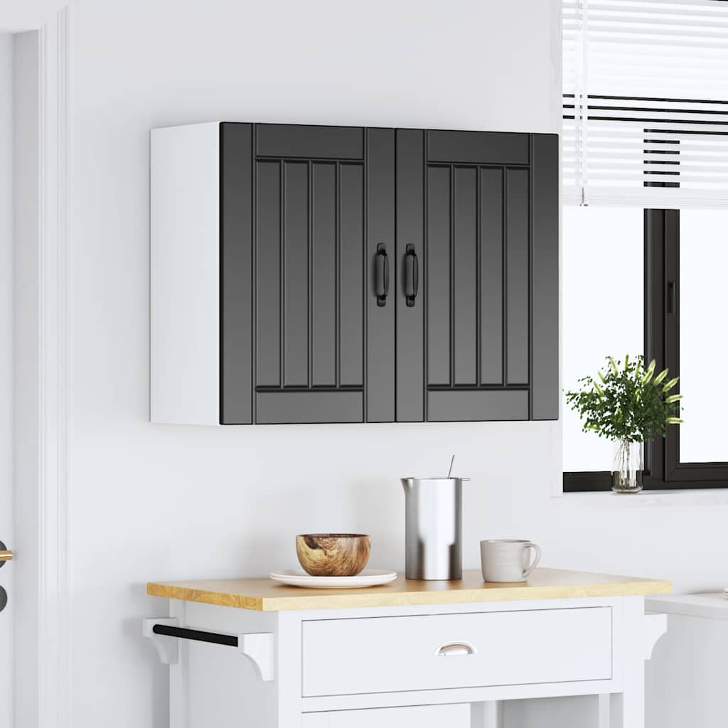 Kitchen Wall Cabinet "Lucca" Engineered Wood Black 1x wall cabinet (2 doors) 80 cm wide 60 cm high