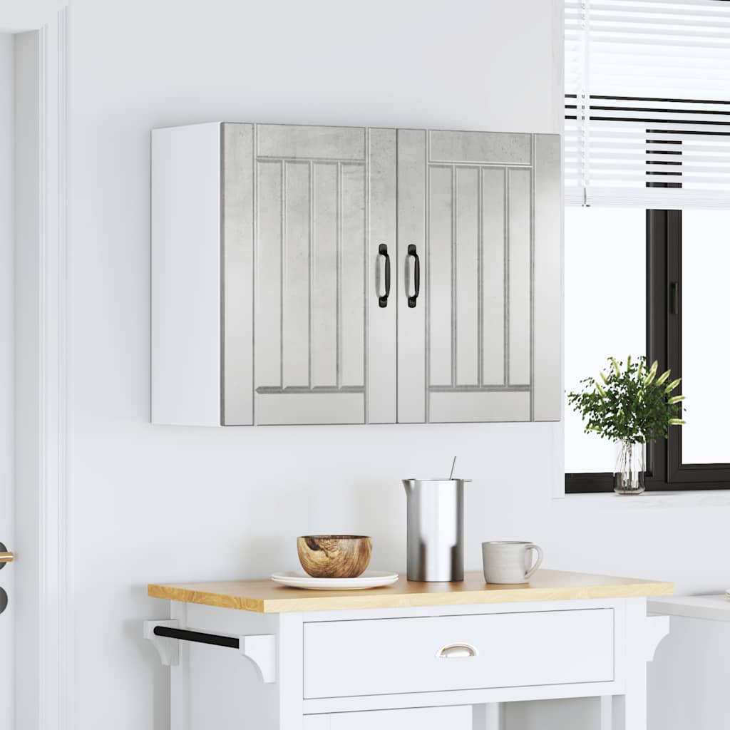 Kitchen Wall Cabinet "Lucca" Engineered Wood Concrete Grey 1x wall cabinet (2 doors) 80 cm wide 60 cm high