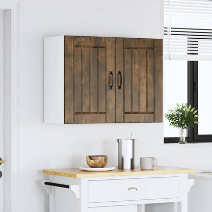 Kitchen Wall Cabinet "Lucca" Engineered Wood Smoked Oak 1x wall cabinet (2 doors) 80 cm wide 60 cm high
