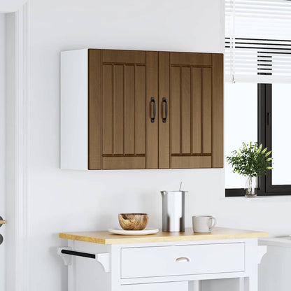 Kitchen Wall Cabinet "Lucca" Engineered Wood Brown Oak 1x wall cabinet (2 doors) 80 cm wide 60 cm high