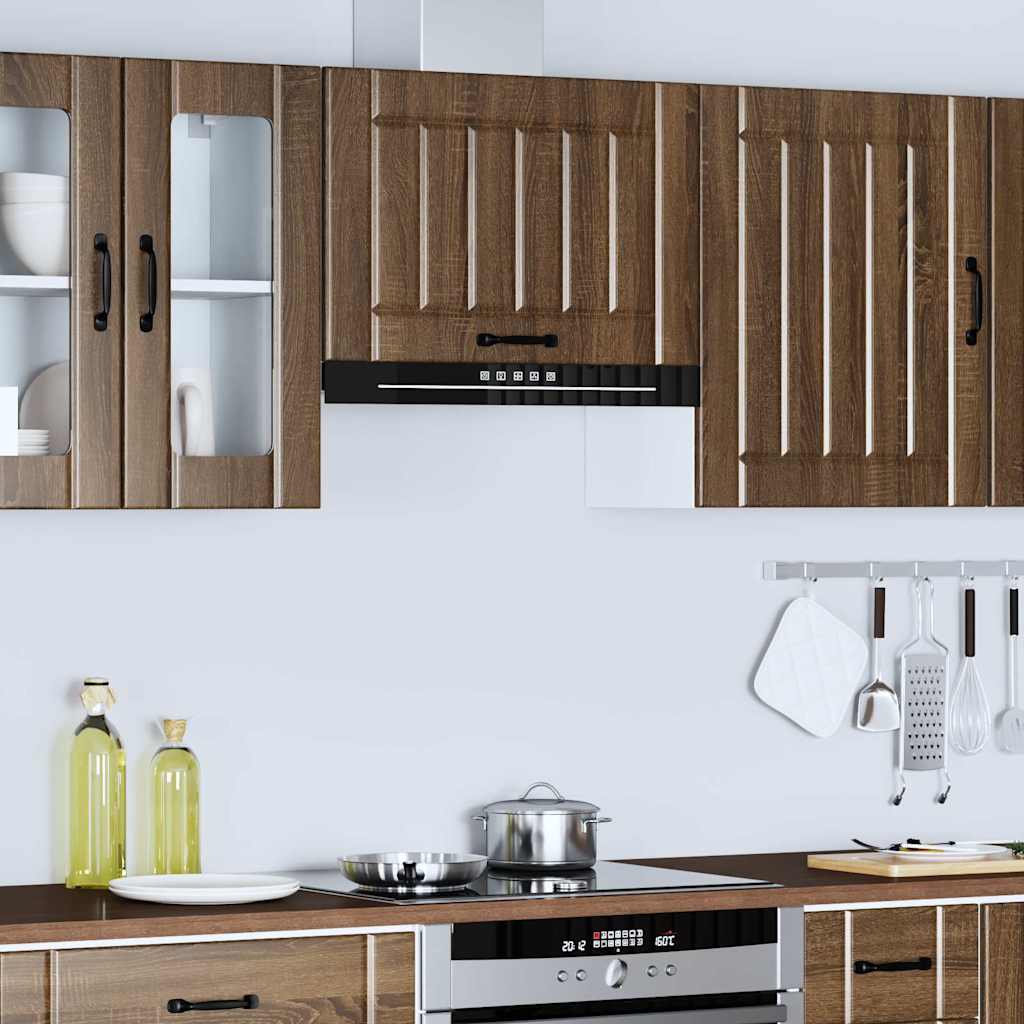 Kitchen Wall Cabinet "Lucca" Engineered Wood Brown Oak 1x wall cabinet (1 flap door) 60 cm wide 40 cm high