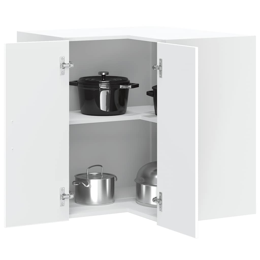 Kitchen Wall Cabinet "Lucca" Engineered Wood White 1x wall corner cabinet 57 cm wide 60 cm high