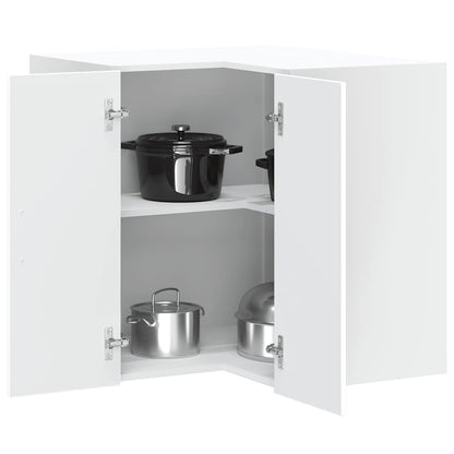 Kitchen Wall Cabinet "Lucca" Engineered Wood White 1x wall corner cabinet 57 cm wide 60 cm high
