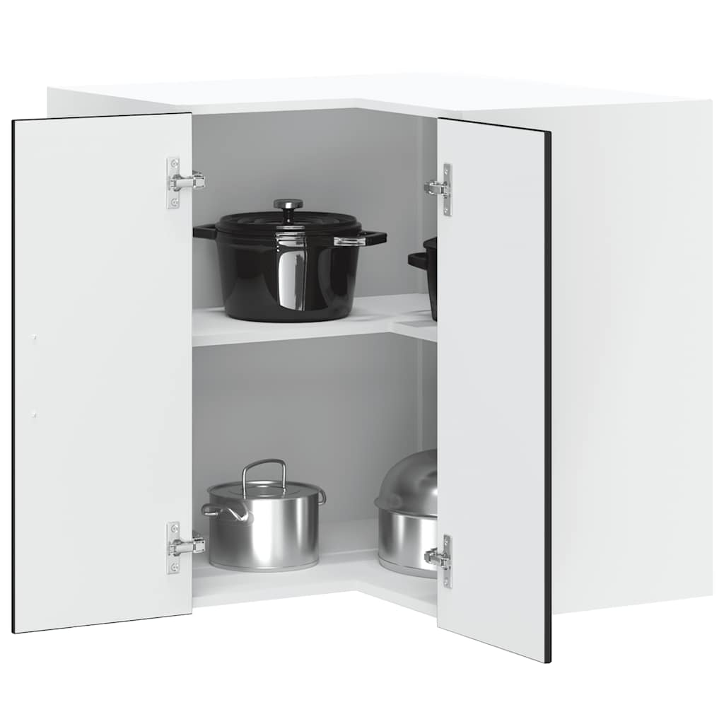Kitchen Wall Cabinet "Lucca" Engineered Wood Black 1x wall corner cabinet 57 cm wide 60 cm high