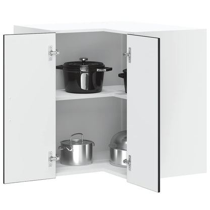 Kitchen Wall Cabinet "Lucca" Engineered Wood Black 1x wall corner cabinet 57 cm wide 60 cm high