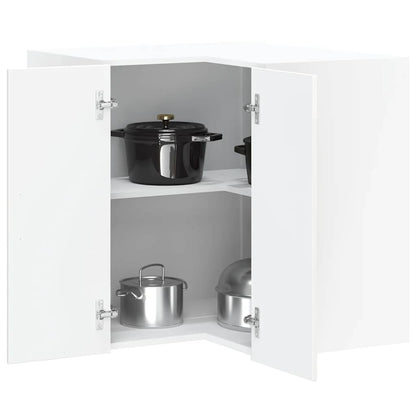 Kitchen Wall Cabinet "Lucca" Engineered Wood High Gloss White 1x wall corner cabinet 57 cm wide 60 cm high