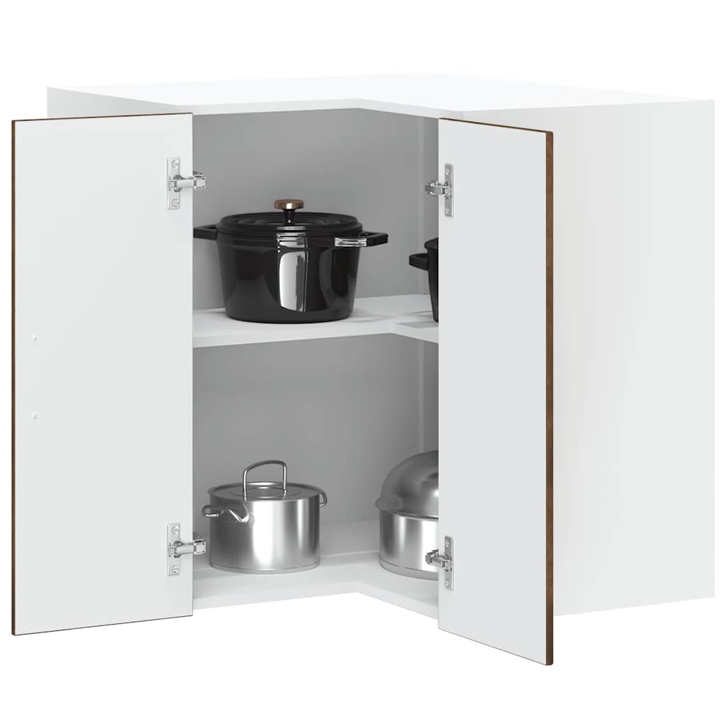 Kitchen Wall Cabinet "Lucca" Engineered Wood Smoked Oak 1x wall corner cabinet 57 cm wide 60 cm high