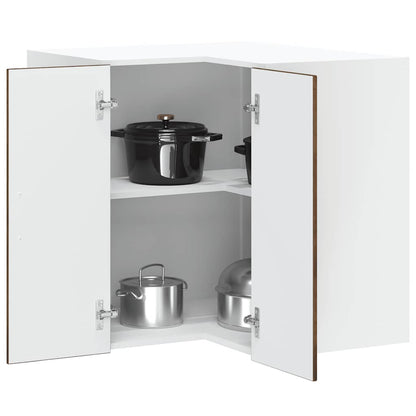 Kitchen Wall Cabinet "Lucca" Engineered Wood Smoked Oak 1x wall corner cabinet 57 cm wide 60 cm high