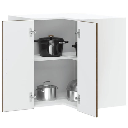 Kitchen Wall Cabinet "Lucca" Engineered Wood Brown Oak 1x wall corner cabinet 57 cm wide 60 cm high