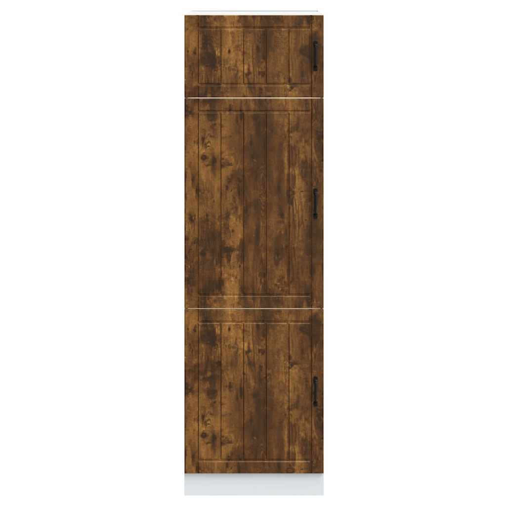 Kitchen Base Cabinet "Lucca" Engineered Wood Smoked Oak 1x cupboard 60 cm wide 207 cm high