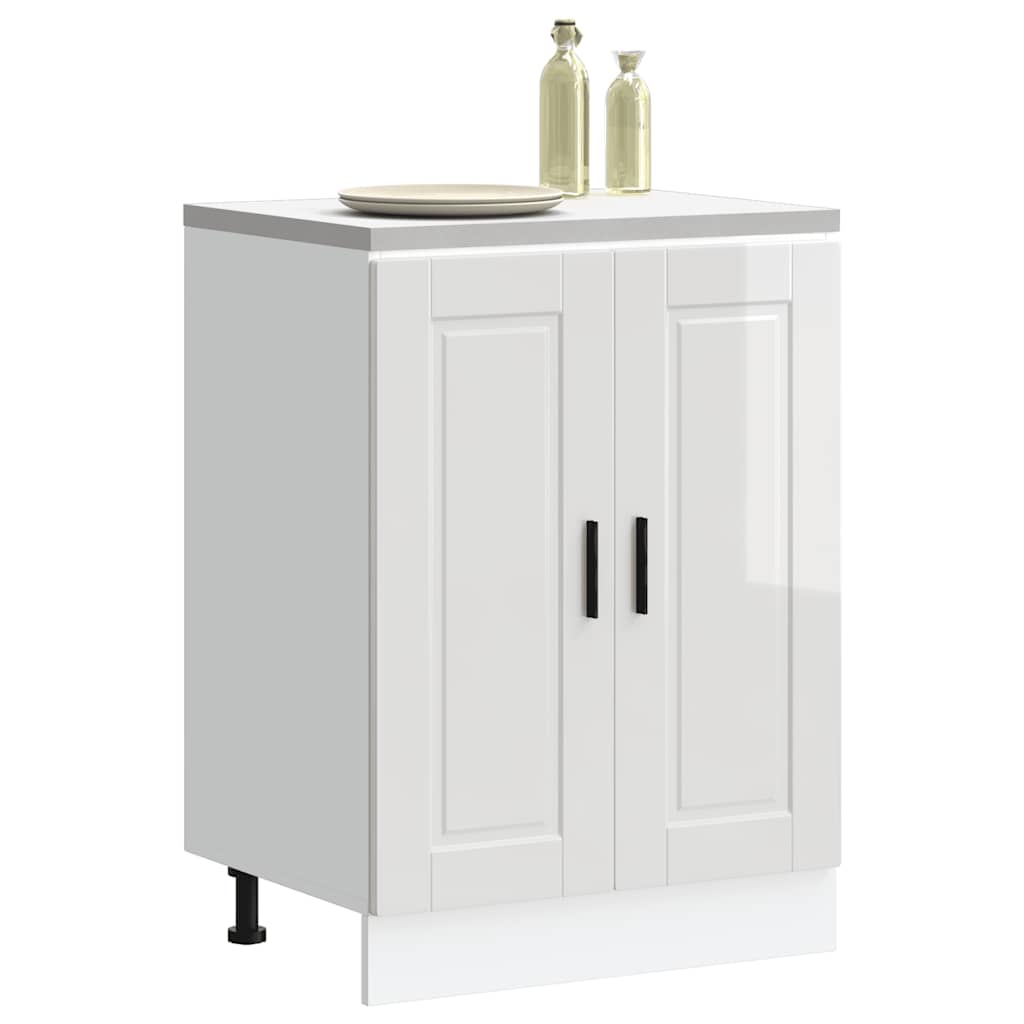 vidaXL Kitchen Base Cabinet "Porto" Engineered Wood High Gloss White