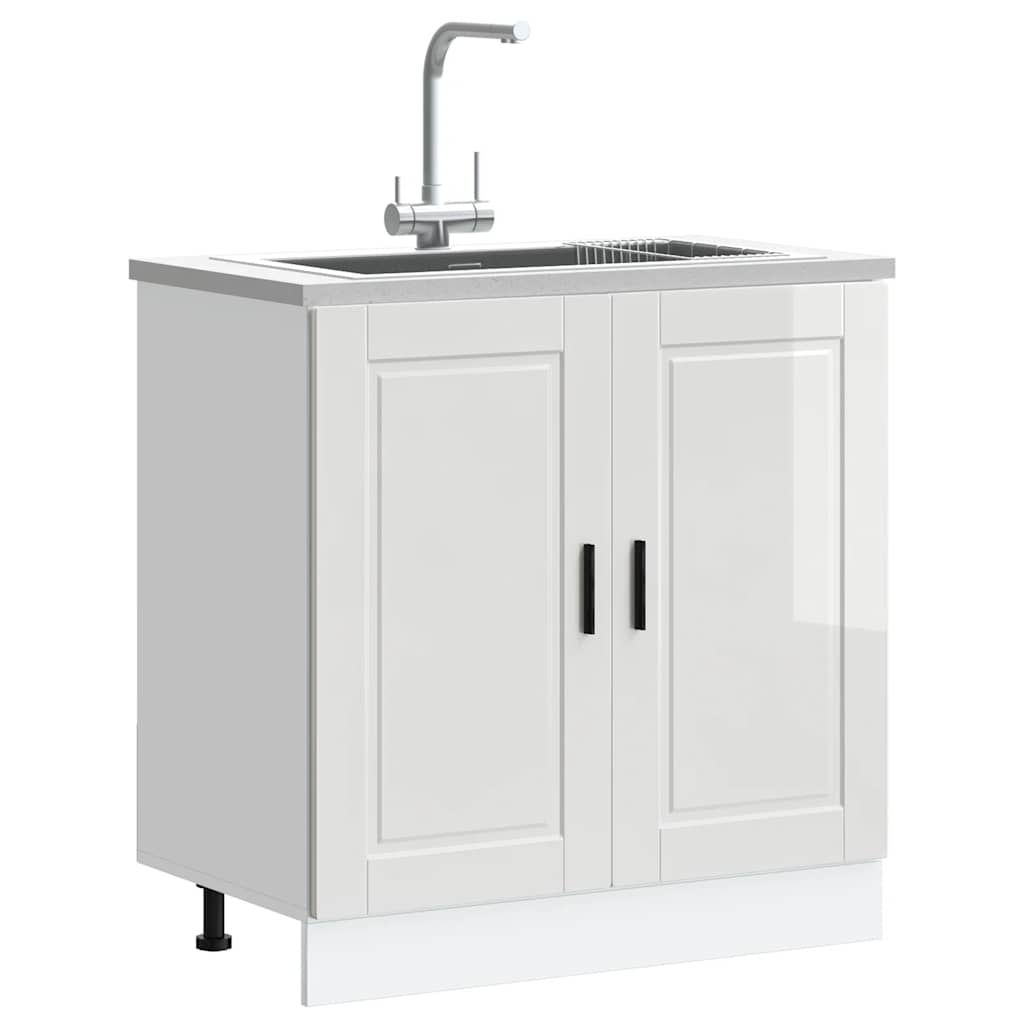 vidaXL Kitchen Base Cabinet "Porto" Engineered Wood High Gloss White