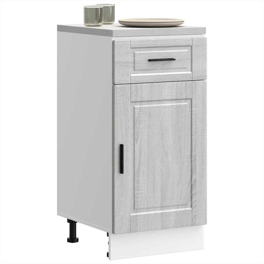 Kitchen Base Cabinet "Porto" Engineered Wood Grey Sonoma 1x bottom cabinet (1 door 1 drawer) 40 cm wide 81.5 cm high